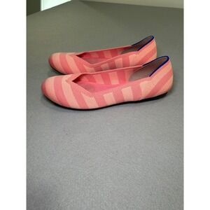 Rothys The Flat in Pink Macaron Stripe Women 8.5 Limited Edition Rare Knit Flats